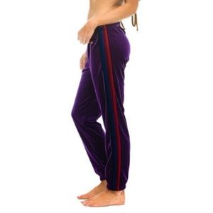 Aviator Nation Velour Velvet Purple Sweatpants Sz XS